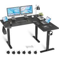 ECKSCHREIBTISCH höhenverstellbar 160x140 cm Schwarz Dual-Motor - Schwarz, Holzwerkstoff (160/140/118cm)