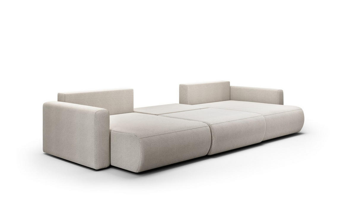 WOHNLANDSCHAFT Chaira Mit Schlaffunktion - Hellgrau, Holzwerkstoff/Textil (340/85/149cm) - Fun Möbel