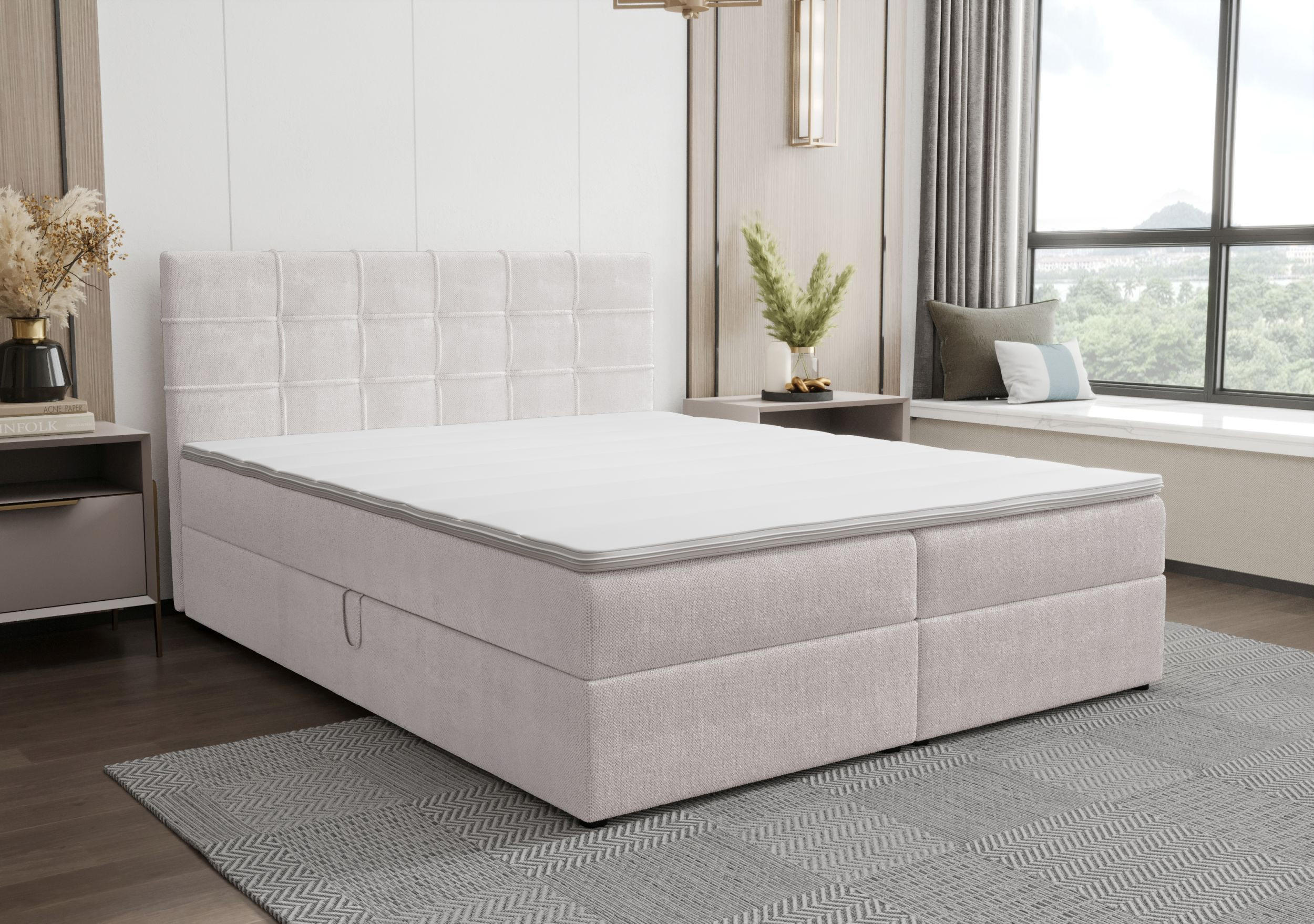 BOXBETT KIDA mit Matratze H3, Bonell und Topper 120x200 Curio 80 - Hellgrau, Textil (120/200cm) - Bedante