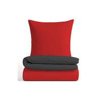 BETTWÄSCHE-GARNITUR Mikrofaser UNI rubin, 135x200 cm + 80x80 cm - Dunkelrot, Textil (135/200cm) - Castell