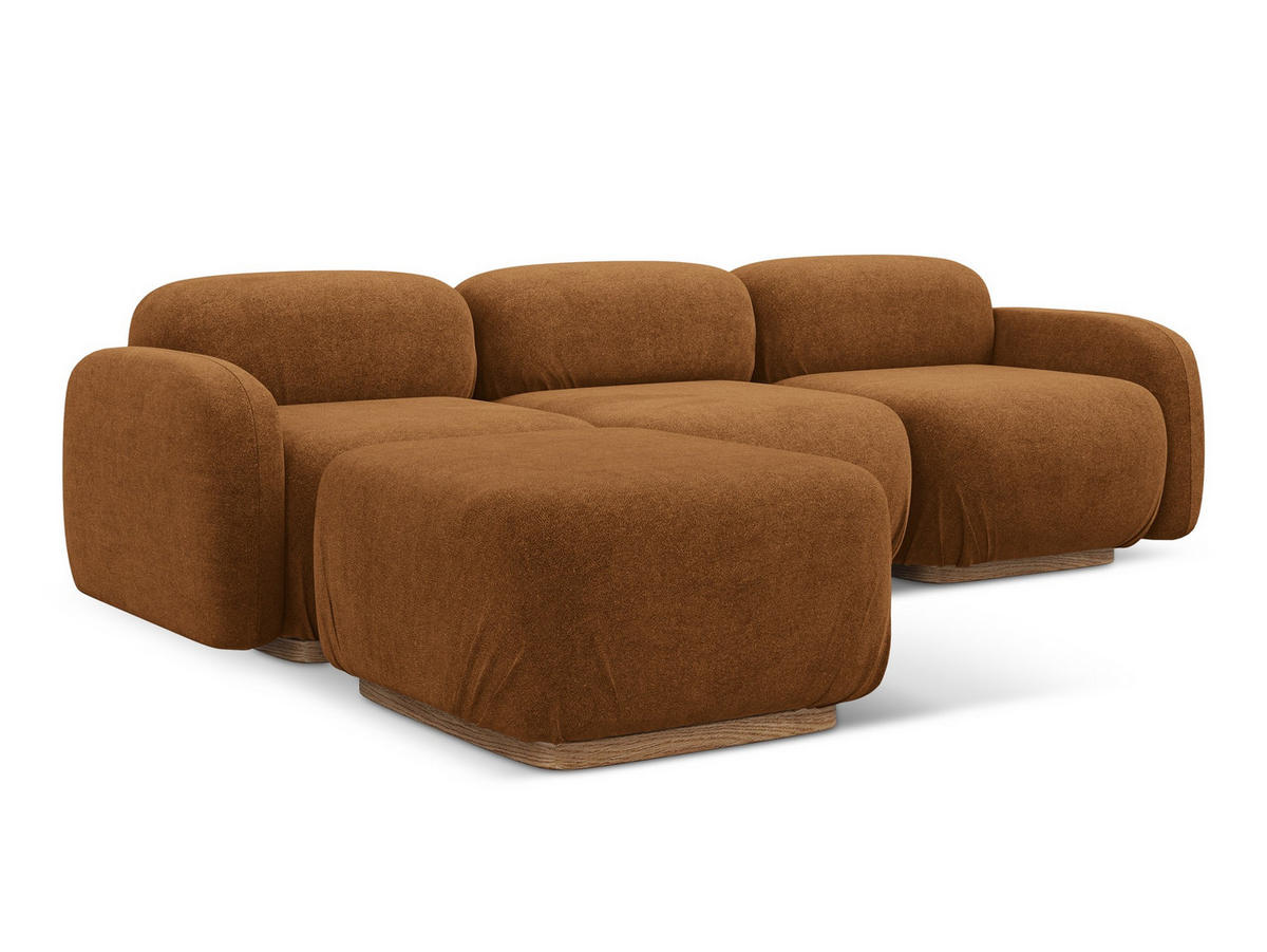 ECKSOFA Beidseitig Bouclé Stoff Orange - Pink/Terra cotta, Holz/Textil (270/190cm) - Makamii