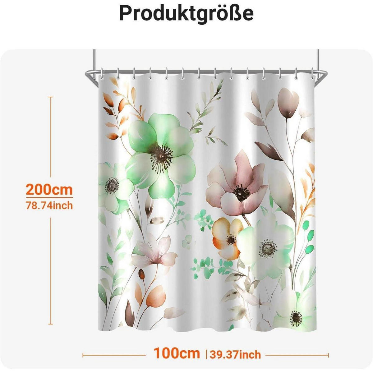 DUSCHVORHANG Blumen Zeichnen 100 x 200 cm - Multicolor, Textil (100/200cm)