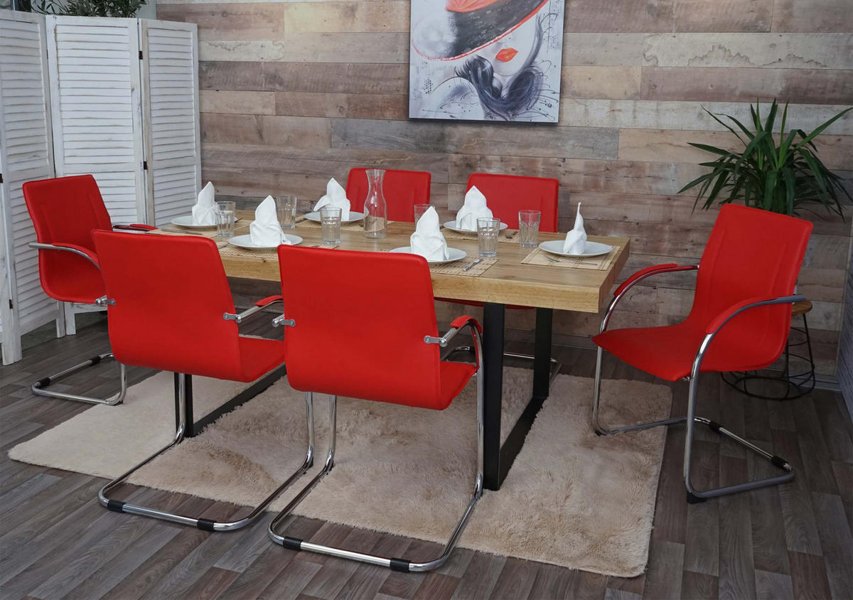 ESSZIMMERSTUHL Rot 6er-Set - Rot, Kunststoff (56/93/56cm) - MCW