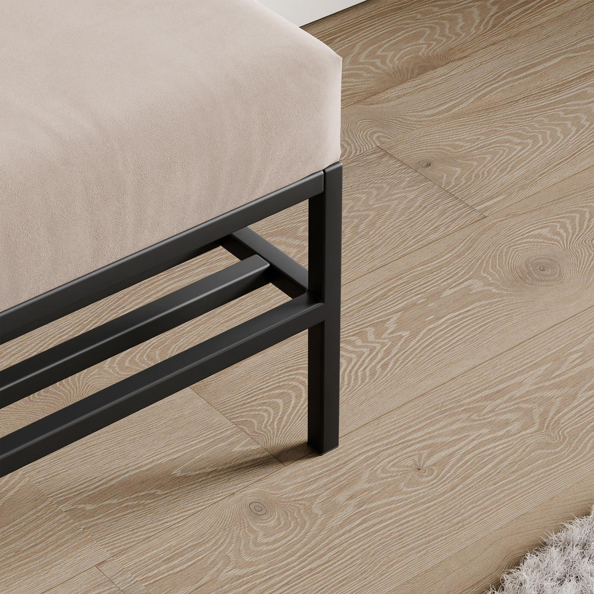 POLSTERBANK STEP 80 cm Schwarz / Beige ,Metallgestell - Beige, Metall (80/45/35cm) - Idohome