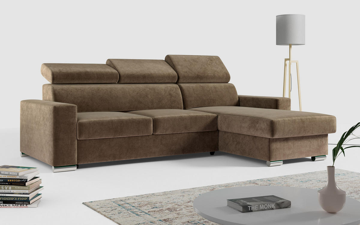 ECKSOFA FOX-L Braun - Silberfarben/Braun, Kunststoff/Textil (242/168cm) - MKS