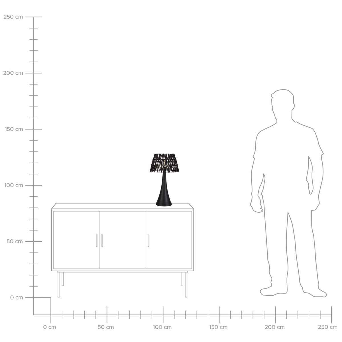 TISCHLEUCHTE Schwarz Pellejas - Schwarz, Textil (22/22/47cm) - Beliani