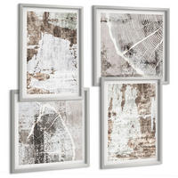 BILDER SET 4er Set - 50x50 cm & 40x60 cm Silberner Rahmen - Abstrakte Muster, weiß, braun - Silberfarben, Kunststoff (50/50cm) - TULUP