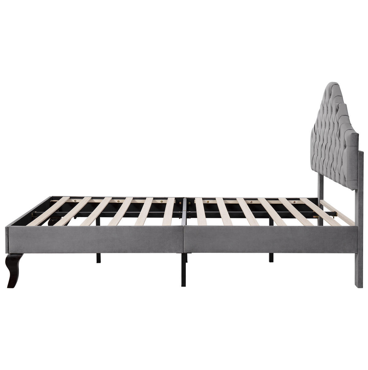 POLSTERBETT 140/200 cm grau mit Lattenrost und höhenverstellbarem Kopfteil - Grau, Textil (140/200cm) - OKWISH