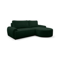 ECKSOFA Dream Cord in L-Form mit Schlaffunktion und Bettkasten, Farbe: Grün, Cordstoff, Ottomane Rechts - Grün, Textil (260/136cm) - VENASI MÖBEL