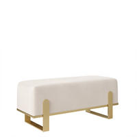 POLSTERBANK MARA 80 cm Gold / Creme ,Metallgestell - Creme, Metall (80/47/35cm) - Idohome