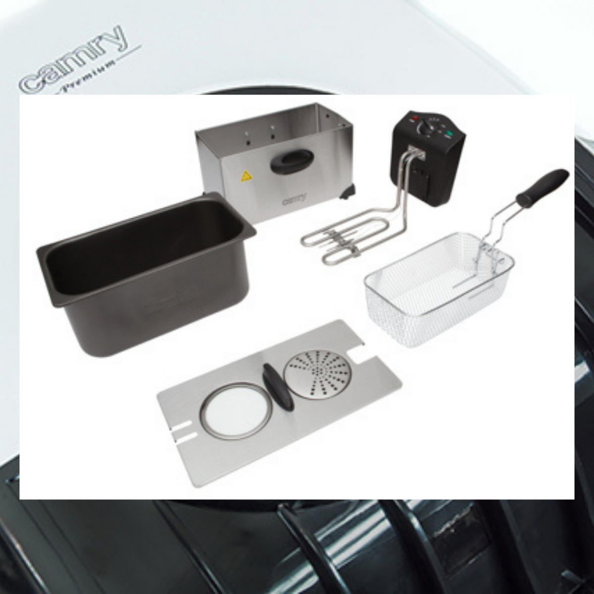 FRITTEUSE CR4909 Silber 3L 2000W - Silberfarben/Schwarz, Metall (22/26.5/45cm) - camry