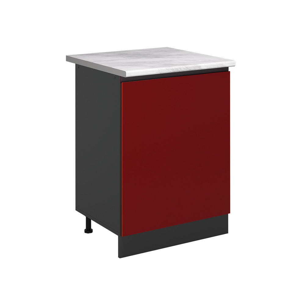 SPODNÍ SKŘÍŇKA KUCHYŇSKÉ LINKY R-Line, Červená/Antracit, 60 cm s 1 dveřmi pracovná doska Mramor - antracitová/červená, kompozitní dřevo (60/81.6/60cm) - Vicco