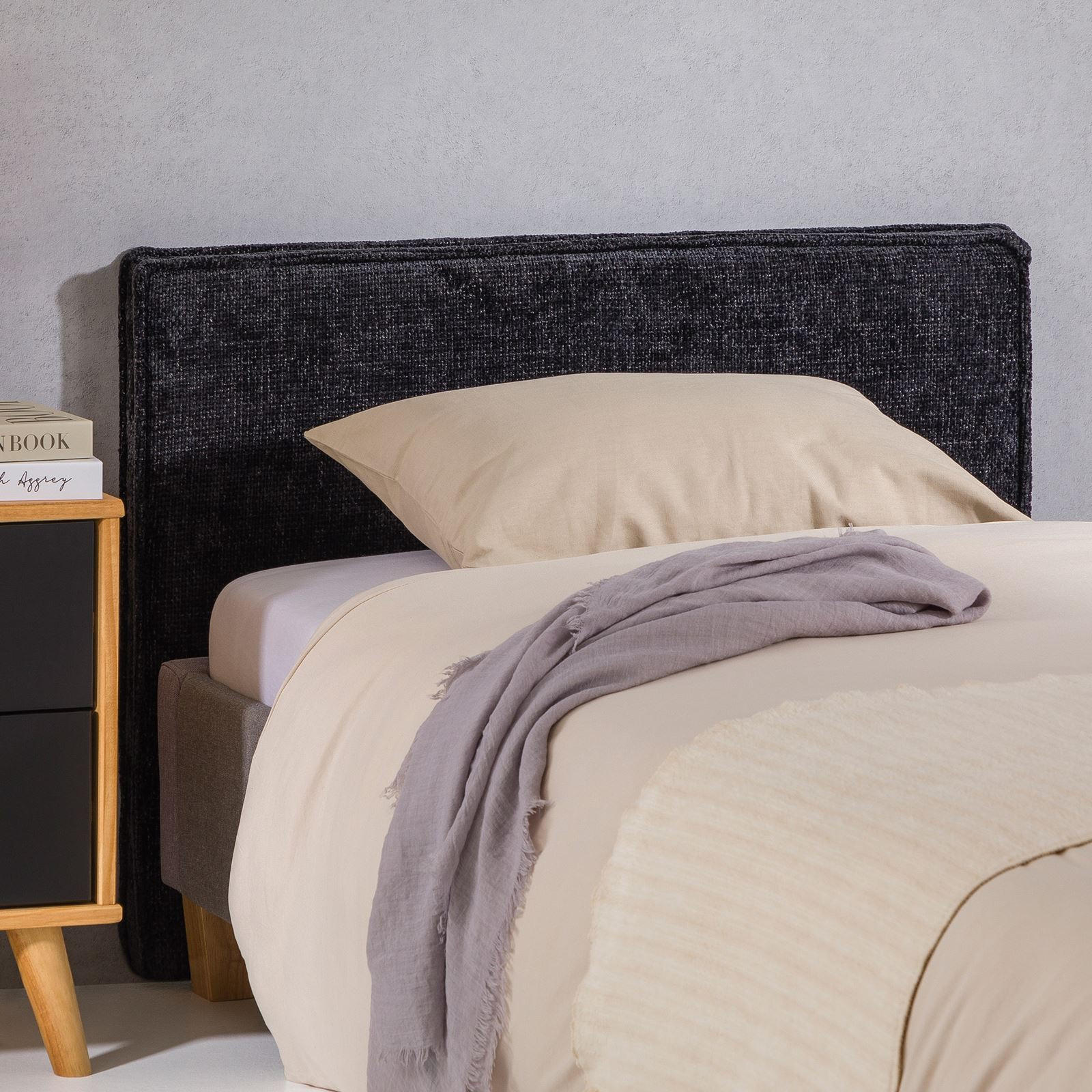 KOPFTEIL YOLAN 90X190 CM - Schwarz, Textil (91/69/6cm) - IDIMEX