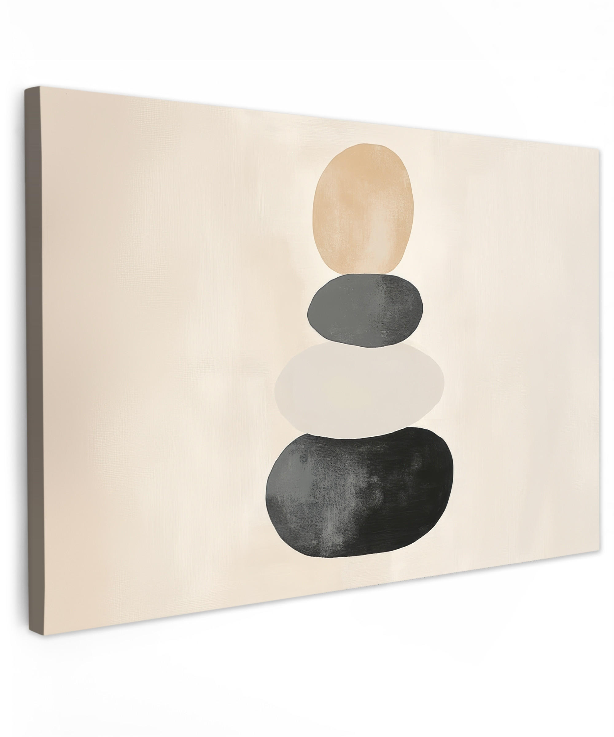 LEINWANDBILD Japandi - Wabi sabi - Beige Wohnzimmer Groß 120x80 cm - Taupe, Textil (120/80cm) - MuchoWow