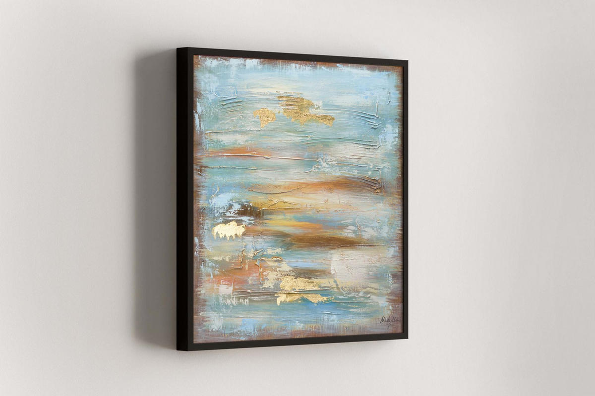 ACRYLBILD HANDGEMALT 60/60 cm - Blau/Braun, Holz/Textil (1.15/60cm) - KUNSTLOFT