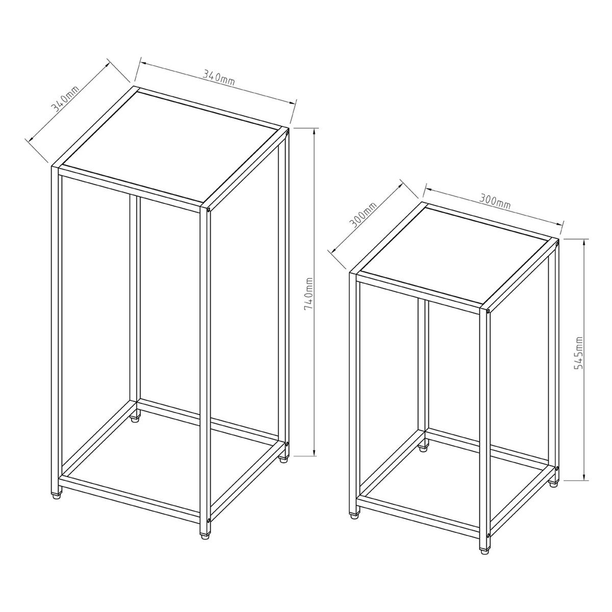 SÄULENTISCH-SET 2 TLG. Åseral - Schwarz, Metall (34/34/74cm) - [en.casa]