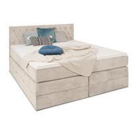 BOXSPRINGBETT Verona Beige 180/200 cm H2/H3 Samt - Beige, Textil (180/200cm) - wonello