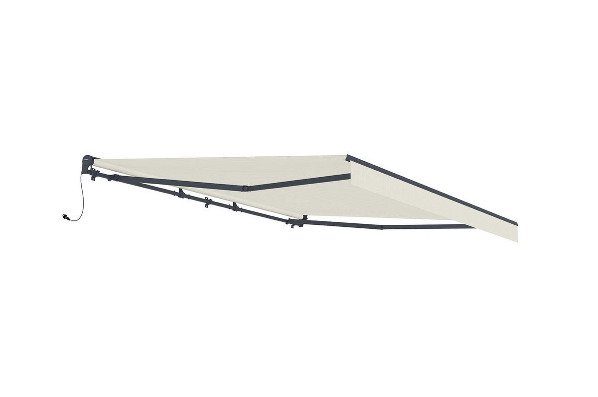 HALBKASSETTENMARKISE Fazzio Beige 4m x 3m motorisierte - Premium-Leinwand 320g/m² - Beige, Metall (400/270/300cm) - Cazeboo