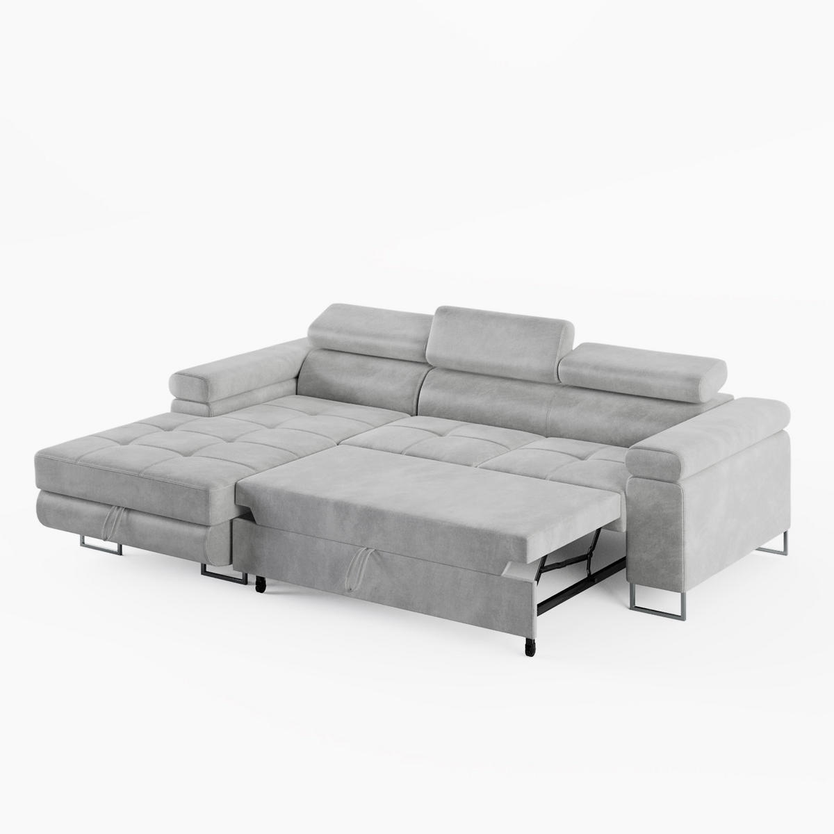ECKSOFA VEMO MINI Links Hellrosa Velour-Stoff Kompakter Komfort für Wohnräume - Pink, Textil (235/175cm) - Barchello
