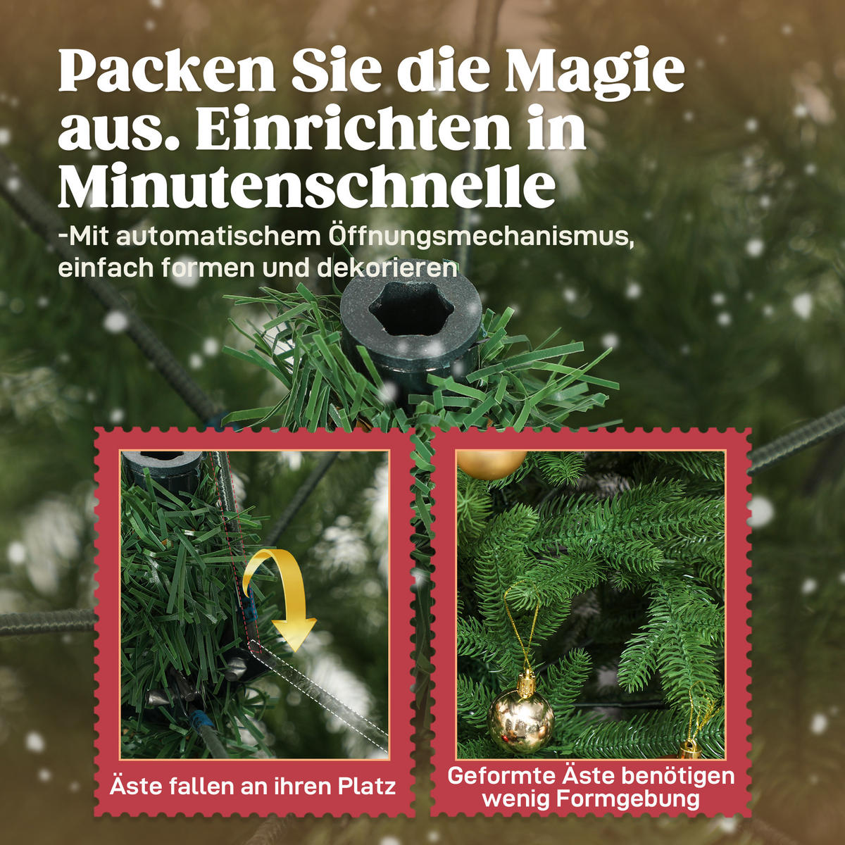 WEIHNACHTSBAUM künstlich 210 cm Christbaum mit 1105 Zweigen, Kiefernholzsockel - Grün, Kunststoff (210cm) - HOMCOM