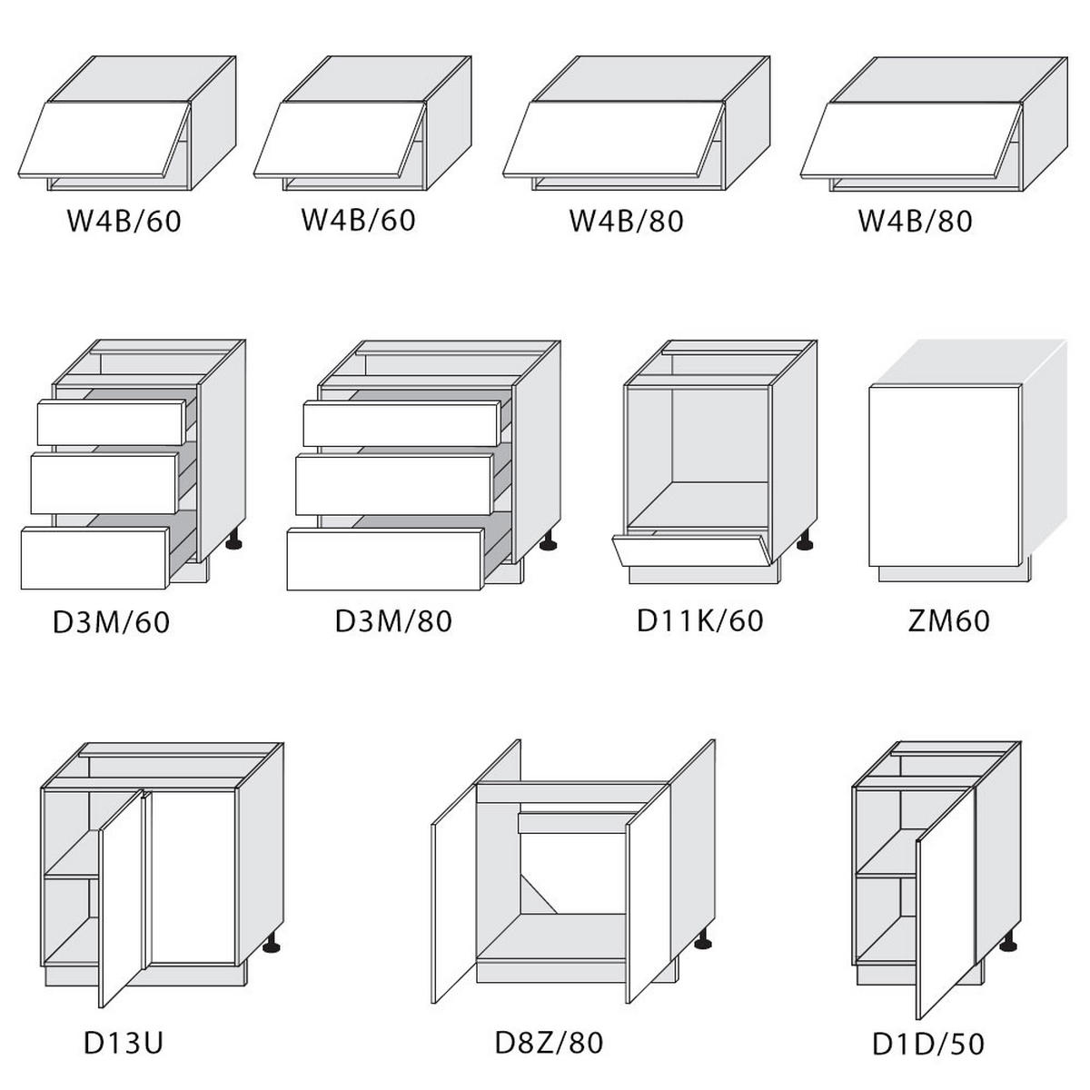KÜCHENZEILE Essen 11-teilig Lava / Weiß Hochglanz - Dunkelgrau/Weiß, Holzwerkstoff/Metall (300/207/210cm) - Feldmann-Wohnen