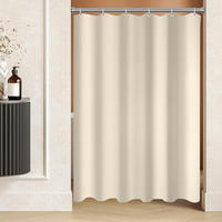 DUSCHVORHANG 90 x 90 cm Beige mit beschwertem Saum - Beige, Textil (90/90cm)