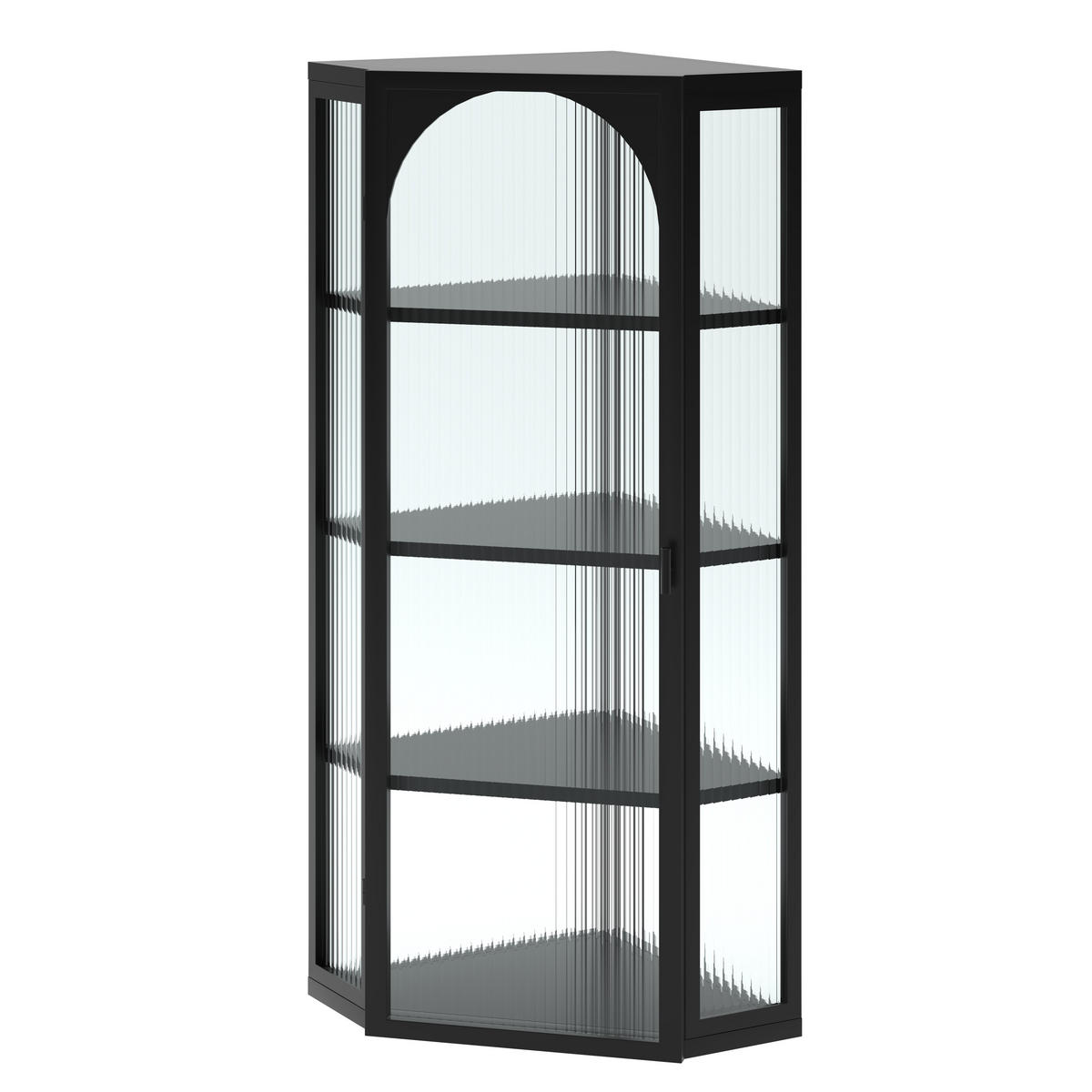 BAD-WANDSCHRANK Schwarz, Glastür & 4 Ablagen, 56 x 40 x 105 cm - Schwarz, Metall (56/105/40cm) - Urban Meuble