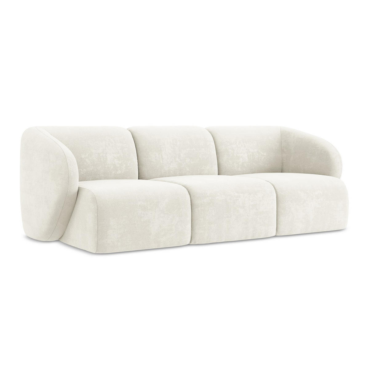 3-SITZER SOFA Chenille Stoff Weiß - Schwarz/Weiß, Holzwerkstoff/Kunststoff (244/75/94cm) - LaMiaSofa