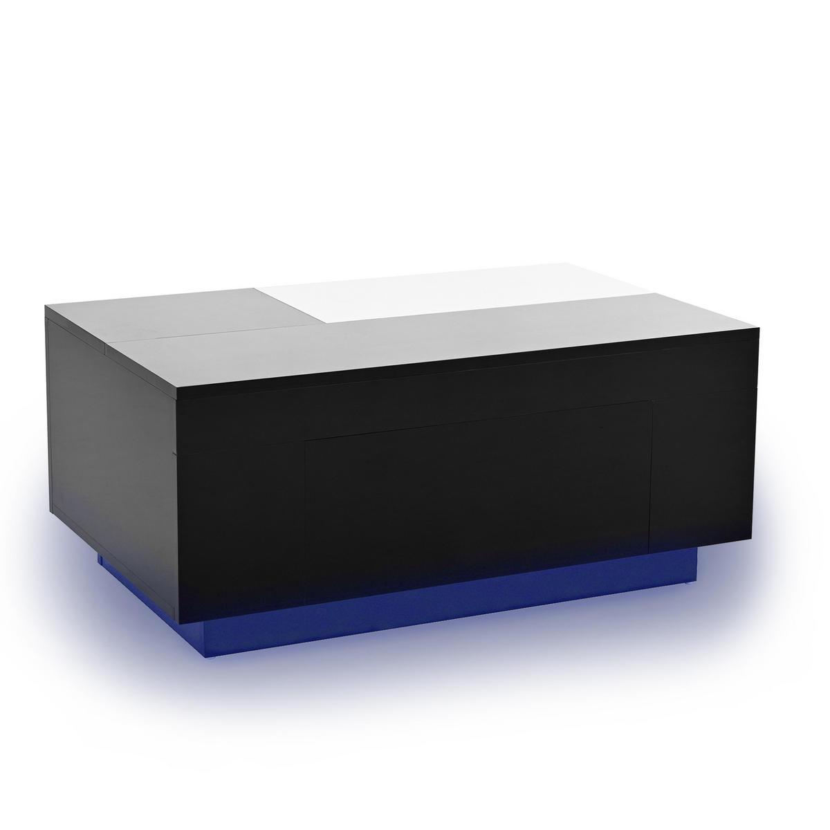 COUCHTISCH aus MDF 80x50x35,5 cm in Schwarz-Weiß mit LED-Beleuchtung - Schwarz, Holzwerkstoff (80/50/35.5cm) - Modfu