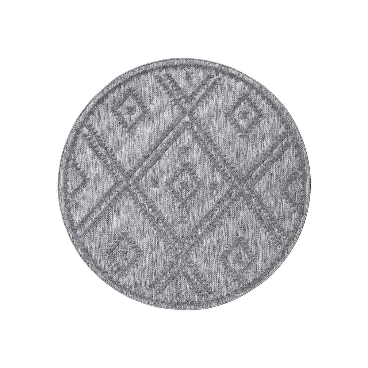 OUTDOOR-TEPPICH Santorini 454 Anthrazit 200 cm Rund - Anthrazit, Textil (200/200cm) - carpet city