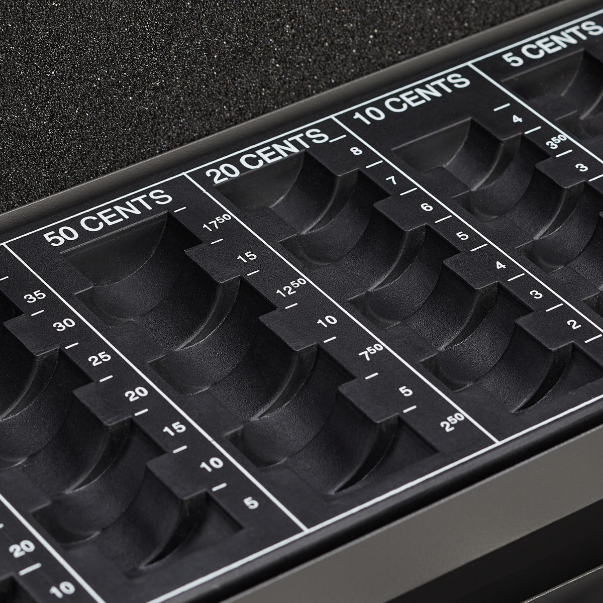 GELDKASSETTE Euro-Münzzählbrett - Grau, Kunststoff/Metall (30.5/8.5/24.5cm) - Relaxdays