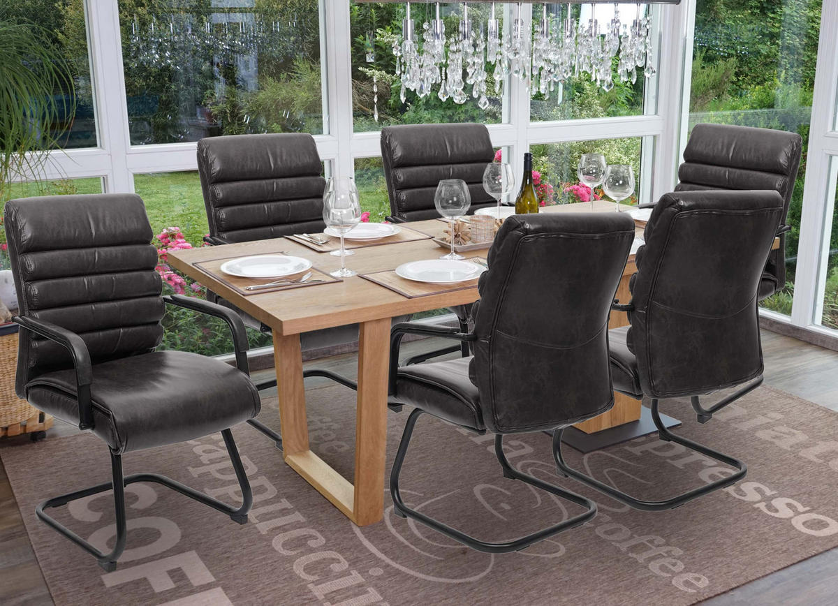 KONFERENZSTUHL Schwarz 6er-Set - Schwarz, Textil (60/100/59cm) - MCW