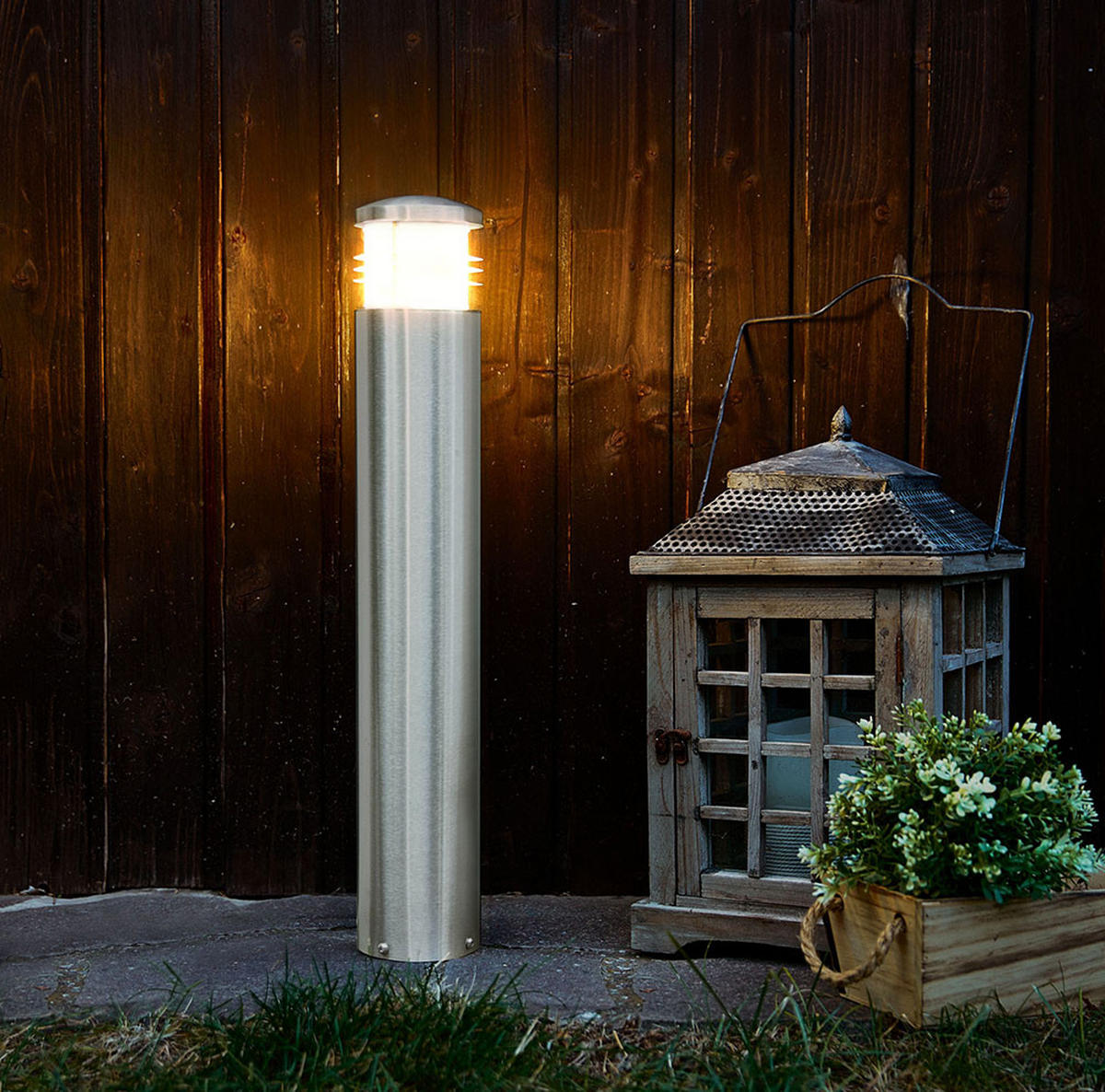 WEGELEUCHTE Edelstahl Silber Opal - Silberfarben, Metall (10.2/10.2/60cm)