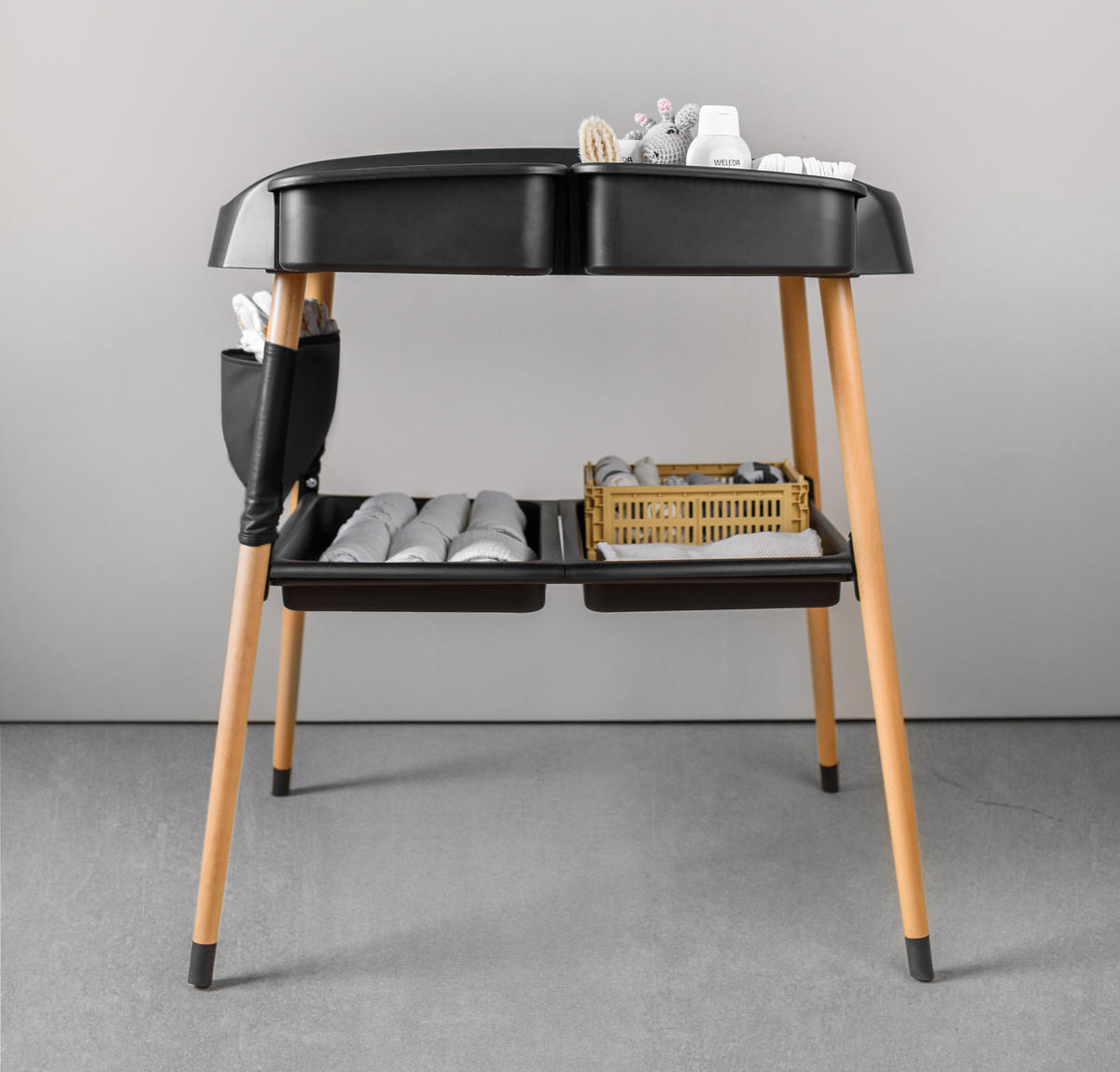 WICKELTISCH CangeMe - Schwarz, Holz (62/81/88cm) - BabyGo