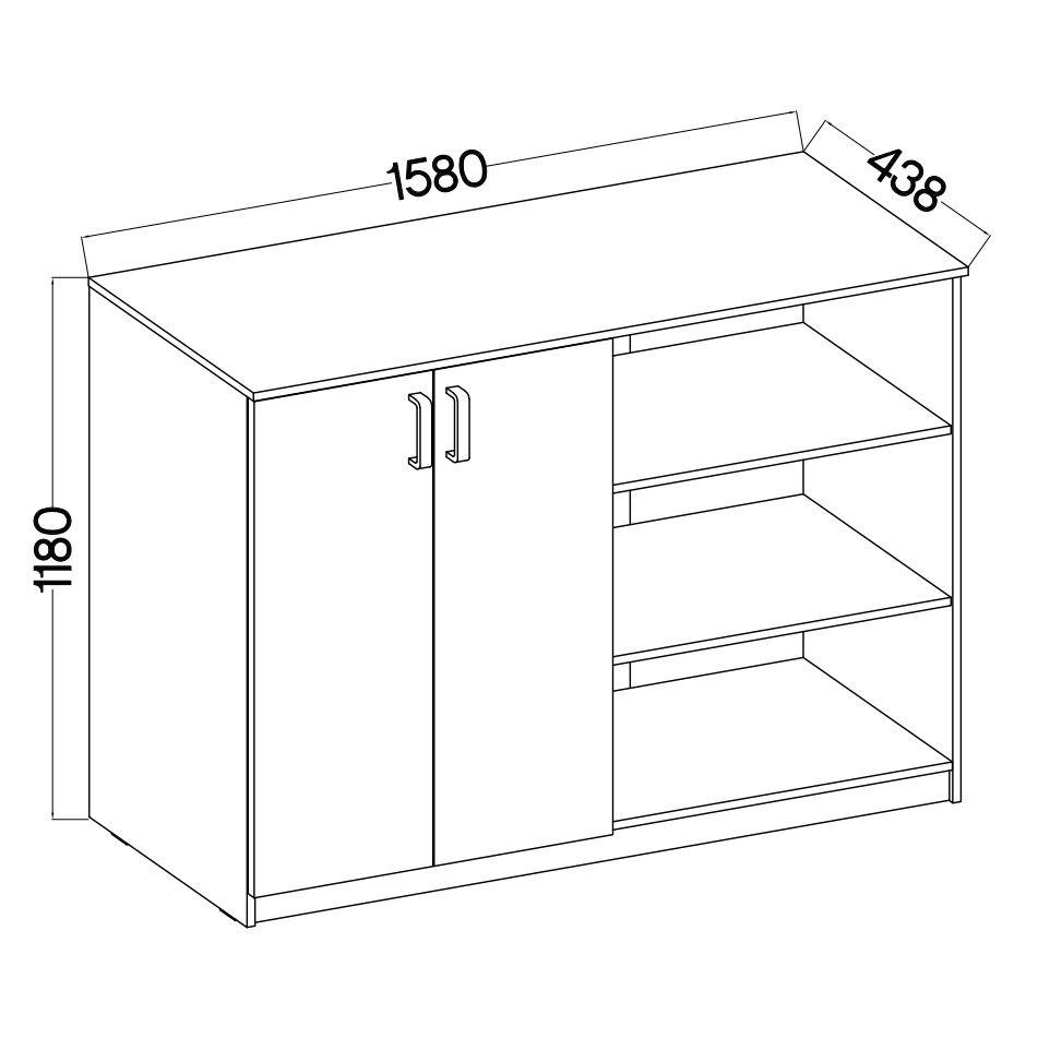 SIDEBOARD MALTESA 158/118/44 cm mit 2 Türen Eiche Artisan - Eiche Artisan/Grau, Holzwerkstoff (158/118/44cm) - MASSENO