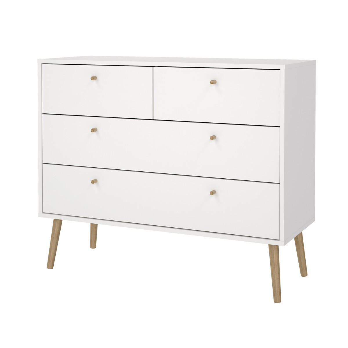 KOMMODE mit 4 Schubladen und Holzfüßen tarp 98,7/39,1/81,7 cm - Weiß, Holzwerkstoff (39.1/81.7/98.7cm) - Calicosy