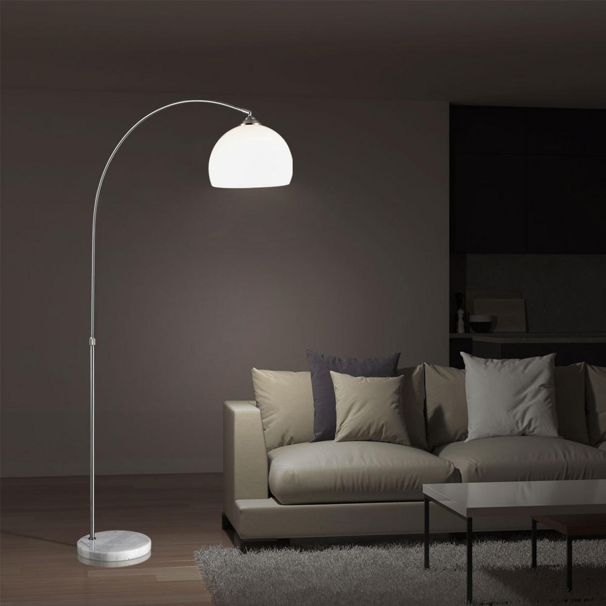 LED STEHLEUCHTE NEWCASTLE Silber Metall - Silberfarben, Metall (92/30/196cm) - Globo Lighting