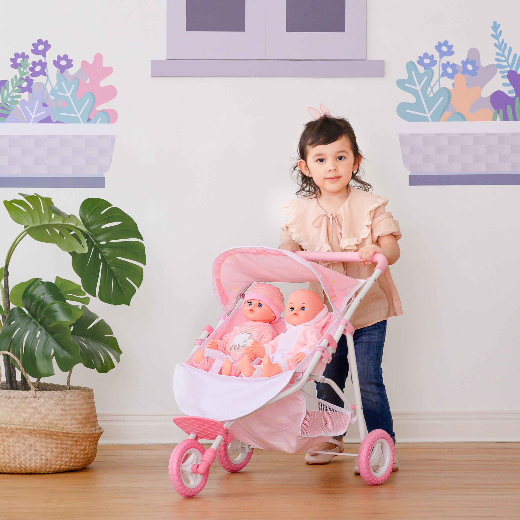 PUPPENWAGEN, Rosa, 49cm - Pink, Holzwerkstoff (65/49/60cm) - Teamson Kids