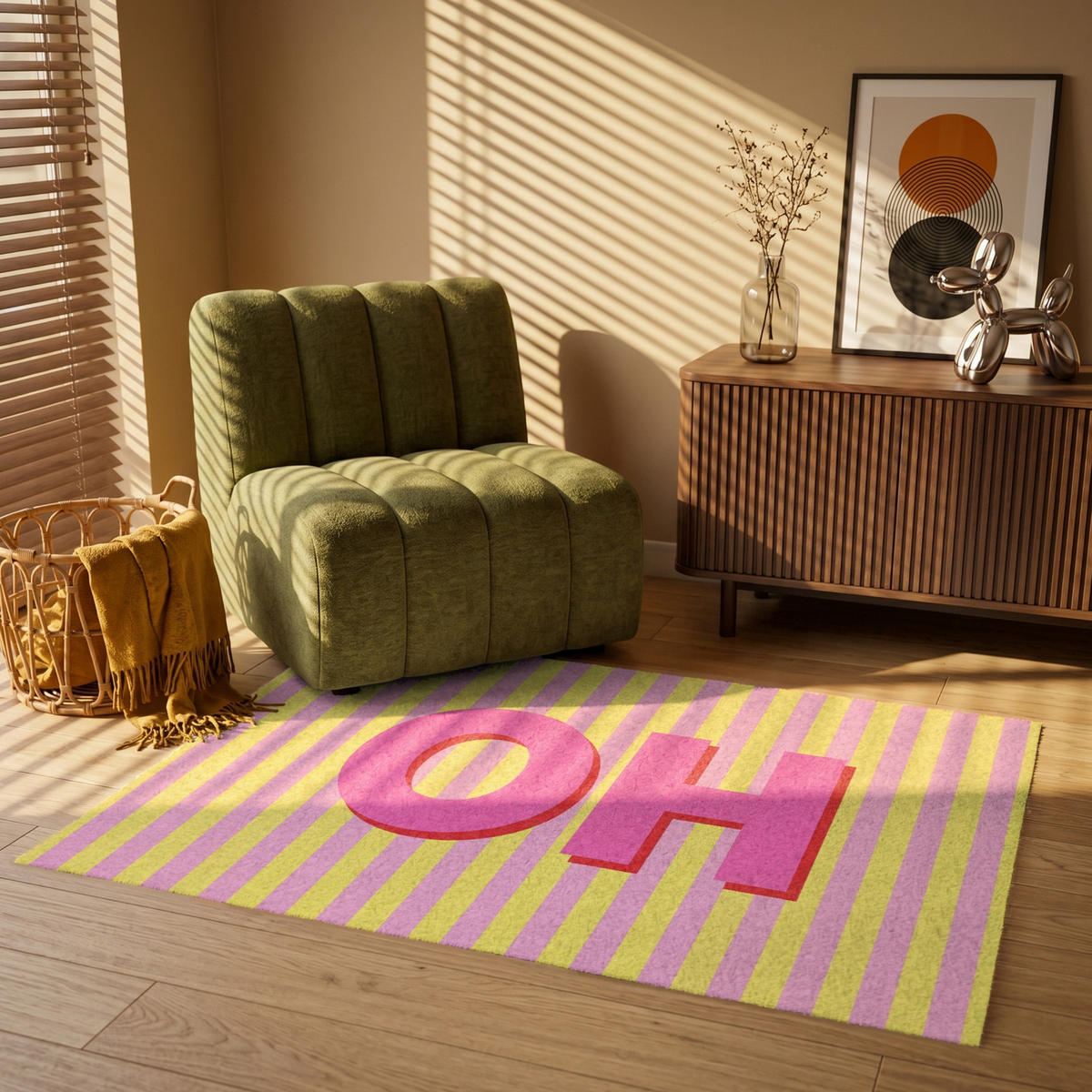 TEPPICH - Text - Streifen - Rosa - 120x80 cm - Pink, Kunststoff/Textil (120/0.4cm) - OnlyWow