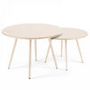 GARTEN-LOUNGETISCH 2-tlg., Elfenbeinfarbe - Creme, Metall (90/50/34cm) - Oviala