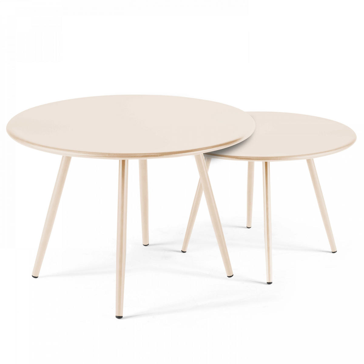 GARTEN-LOUNGETISCH, Elfenbeinfarbe - Creme, Metall (90/50/34cm) - Oviala