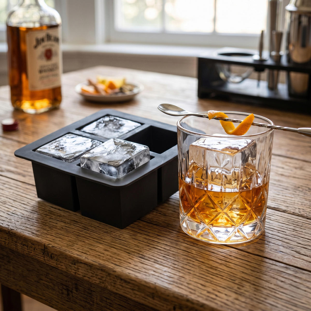 EISWÜRFELFORMER große Würfel XL für Whisky 16/16/6 cm - Anthrazit, Kunststoff (16/6/16cm) - Excellent Houseware