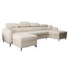 WOHNLANDSCHAFT Ribella 5 Creme 345/180/100 cm mit Schlaffunktion - Beige/Schwarz, Textil/Metall (345/100/180cm) - AX Living