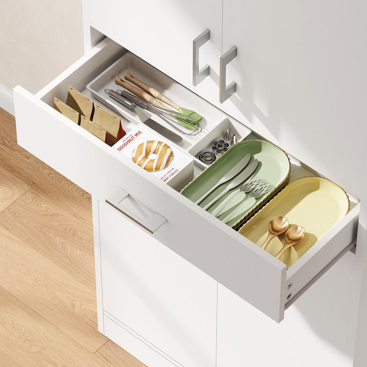 HIGHBOARD DE-11060 4 Türen & Schublade mit verstellbaren Böden Weiß - Weiß, Holzwerkstoff (34/180/70.8cm) - ComfortXL