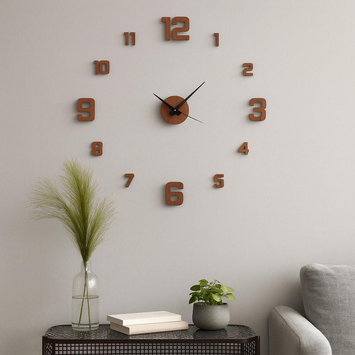 3D-WANDUHR zum Aufkleben Teti 31/4/10 cm - Braun, Kunststoff (4/10/31cm) - Home Styling Collection