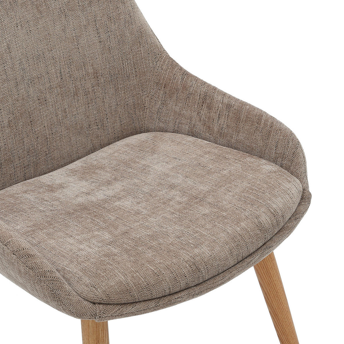 POLSTERSTUHL - 2er-Set - Webstoff / Eiche massiv - Taupe, Eichenholz/Holz (53/83/54cm) - home24