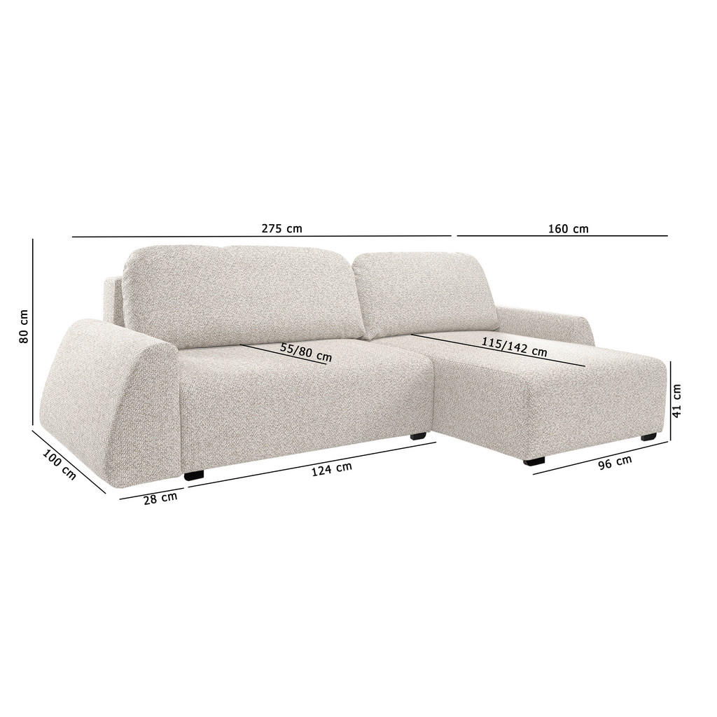 Thumbnail - DomoHome Ecksofa, Silber, Textil, Rechteckig, 275x160 cm, Wohnzimmer, Sofas & Couches, Wohnlandschaften, Ecksofas