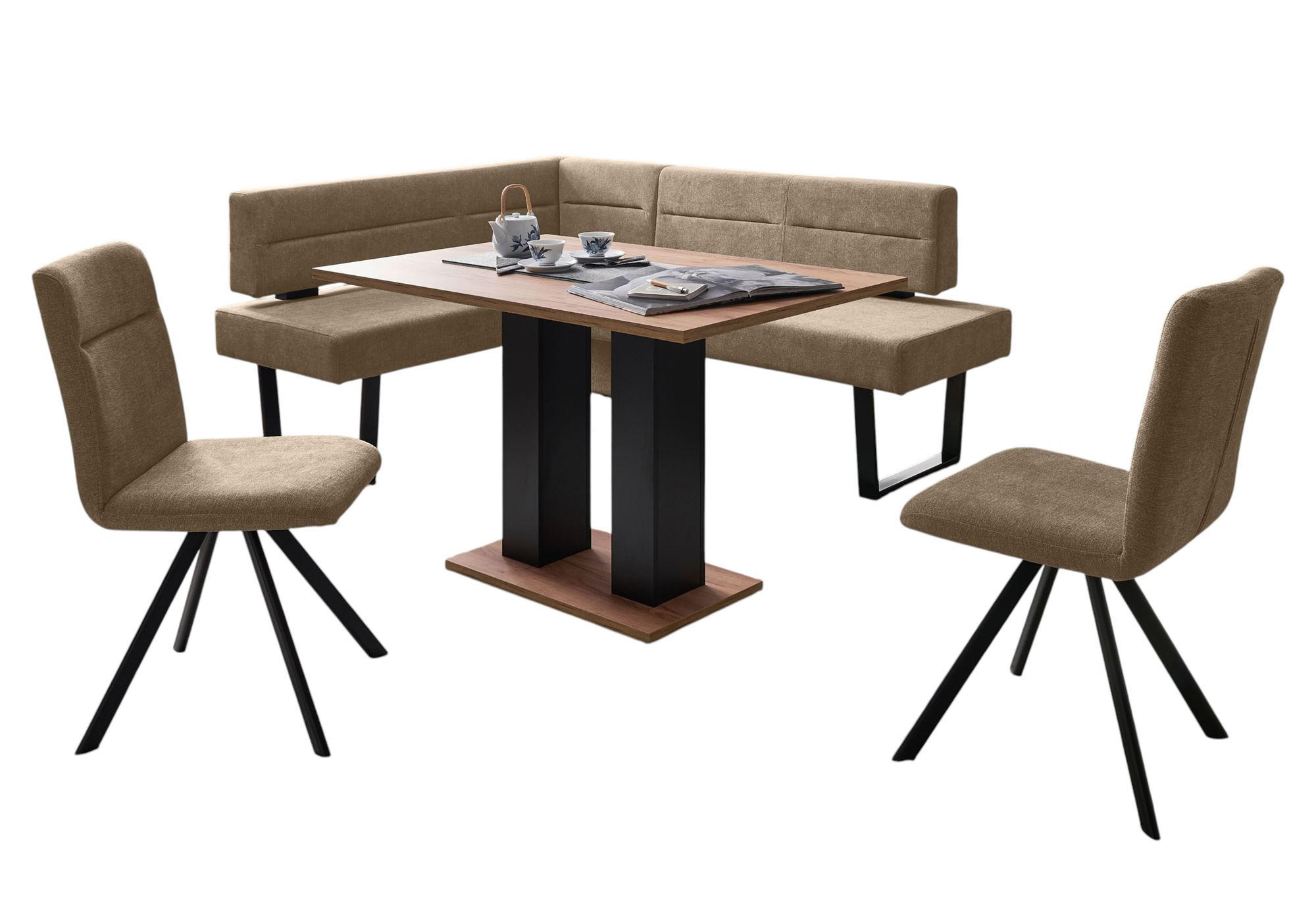58aufmkessel Eckbankgruppe Schwarz, Braun 155x85x195 cm