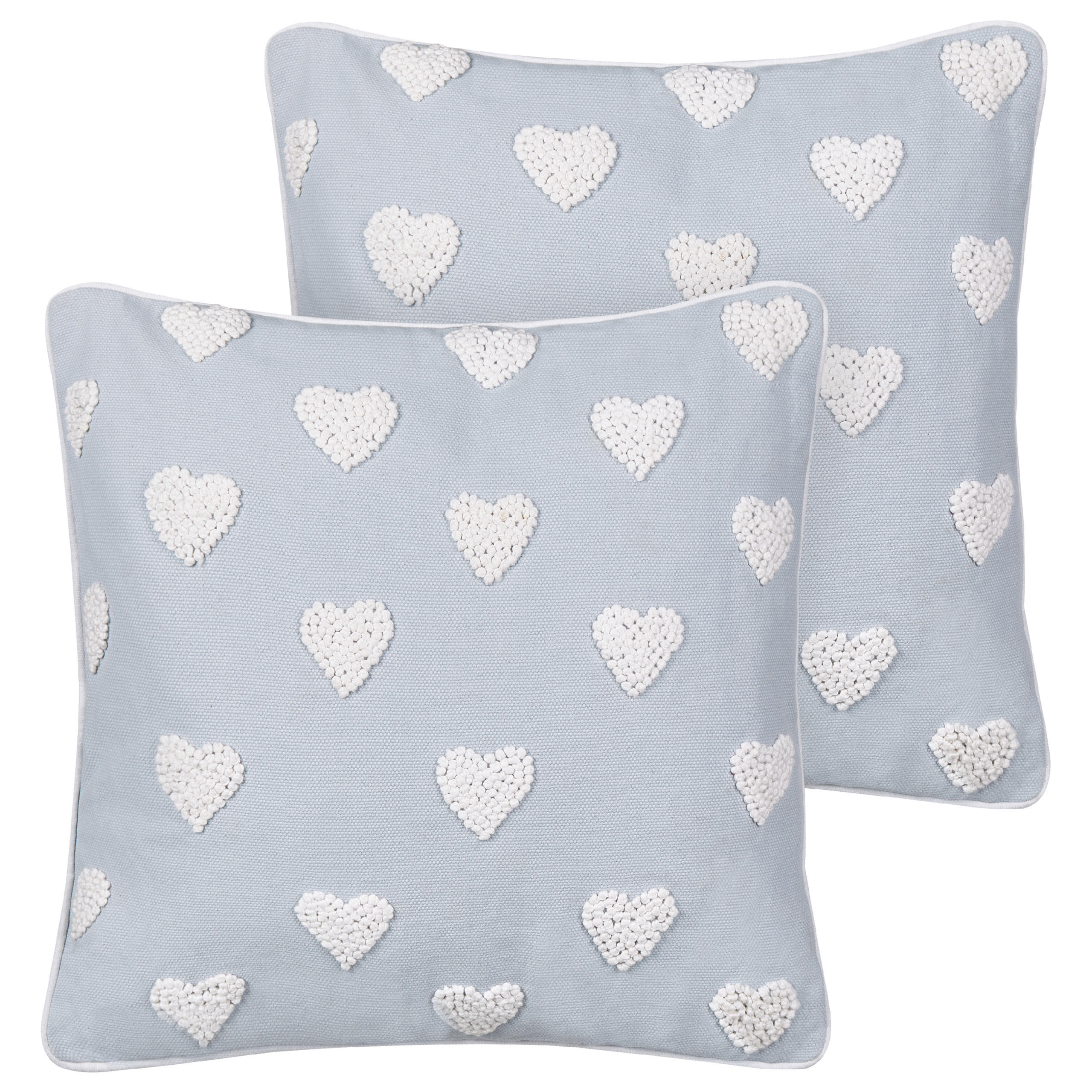 DEKOKISSEN 2er-Set Grau 45/45 cm Gazania - Weiß/Grau, Textil (45/45cm) - Beliani