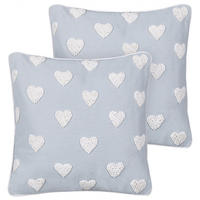 DEKOKISSEN 2er-Set Grau 45/45 cm Gazania - Weiß/Grau, Textil (45/45cm) - Beliani